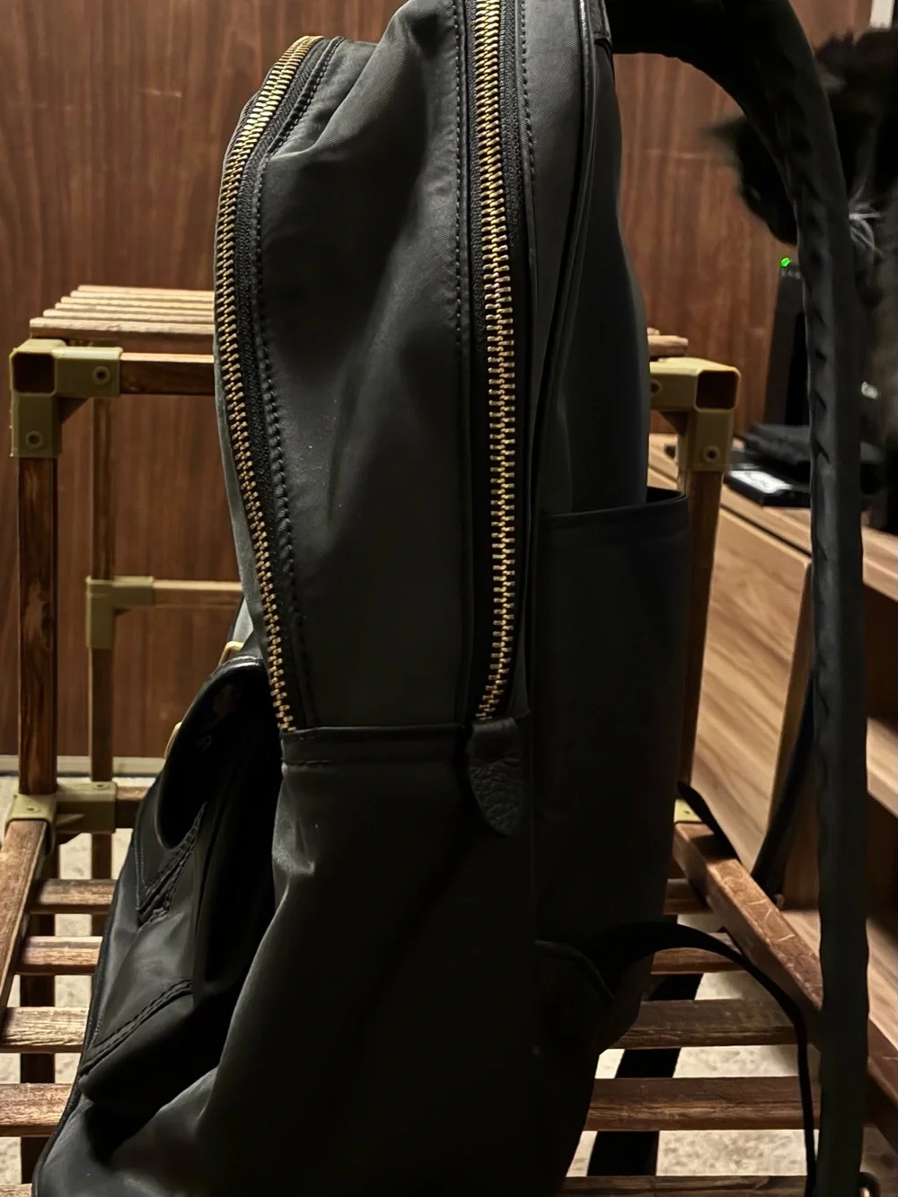 Black Coach Backpack with Gold Hardware